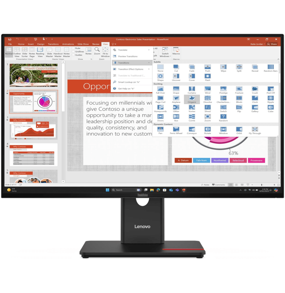 Écran Plat 27 Lenovo ThinkVision T27-40